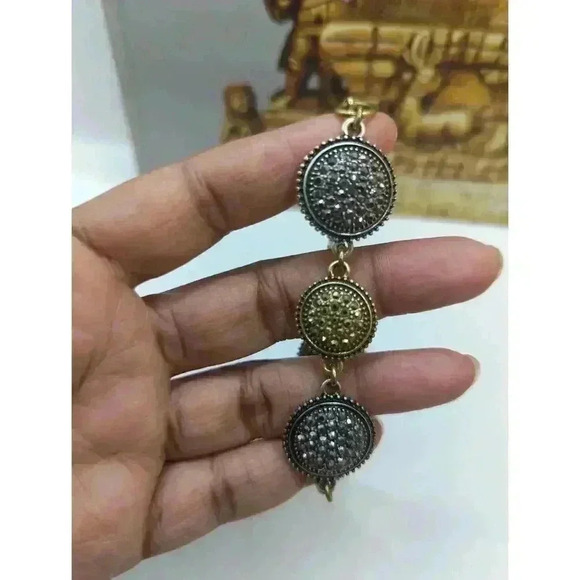 Lucky Brand Reversible Silver Gold Bracelet Round Medallions Antique Finish - Picture 3 of 7